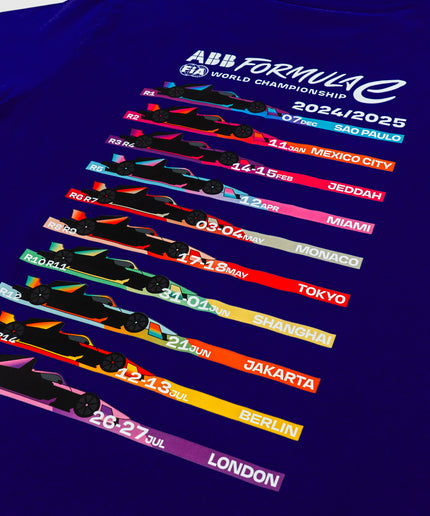 Formula E Men's 2024/2025 Race Calendar T-Shirt