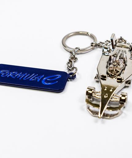 Formula E Racing Car Silver Keyring