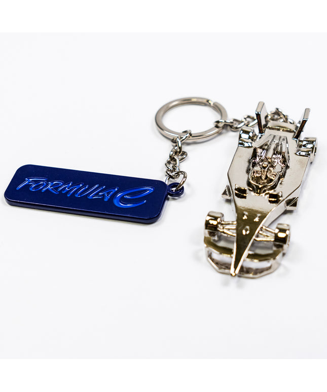 Formula E Racing Car Silver Keyring