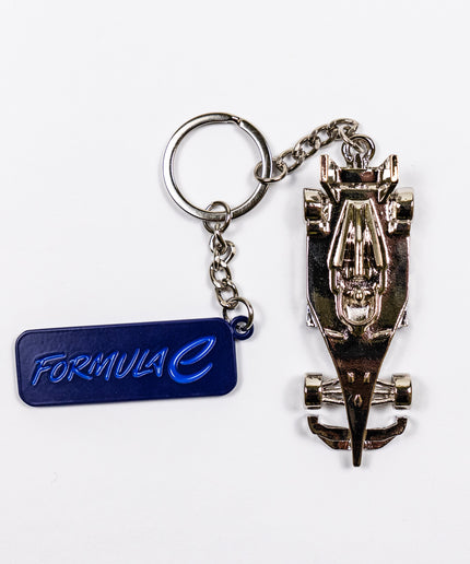 Formula E Racing Car Silver Keyring