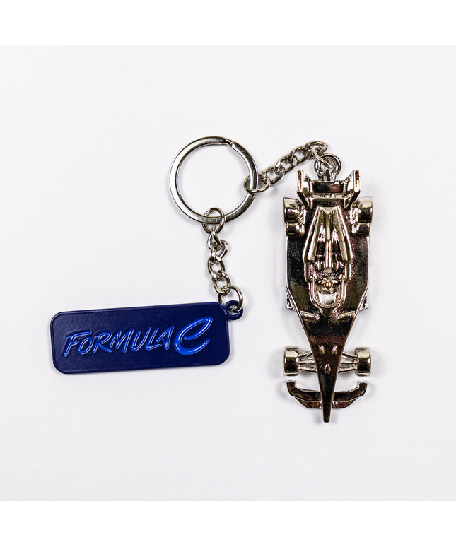 Formula E Racing Car Silver Keyring