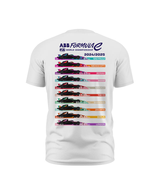 Formula E Men's 2024/2025 Race Calendar White T-Shirt